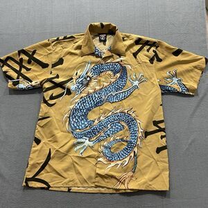 Vintage Czar Czar Shirt Mens Large Gold Dragon Japanese Graphic Print Y2K Anime